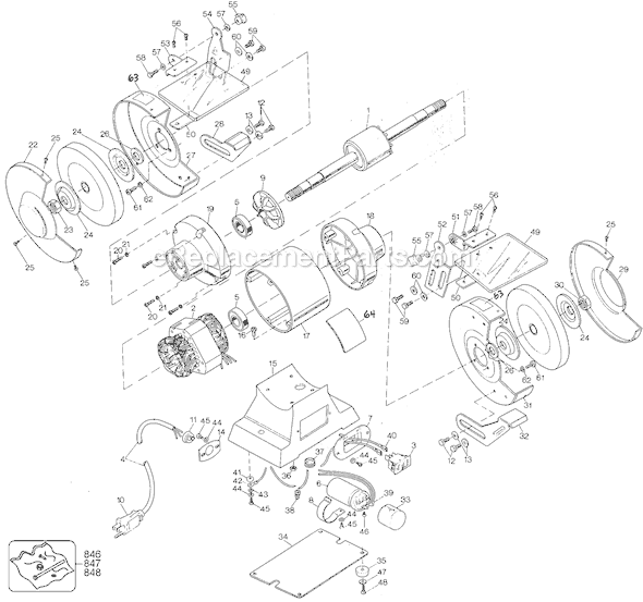 Page A Diagram and Parts List for 1788 Type 1 Black and Decker Bench Grinder